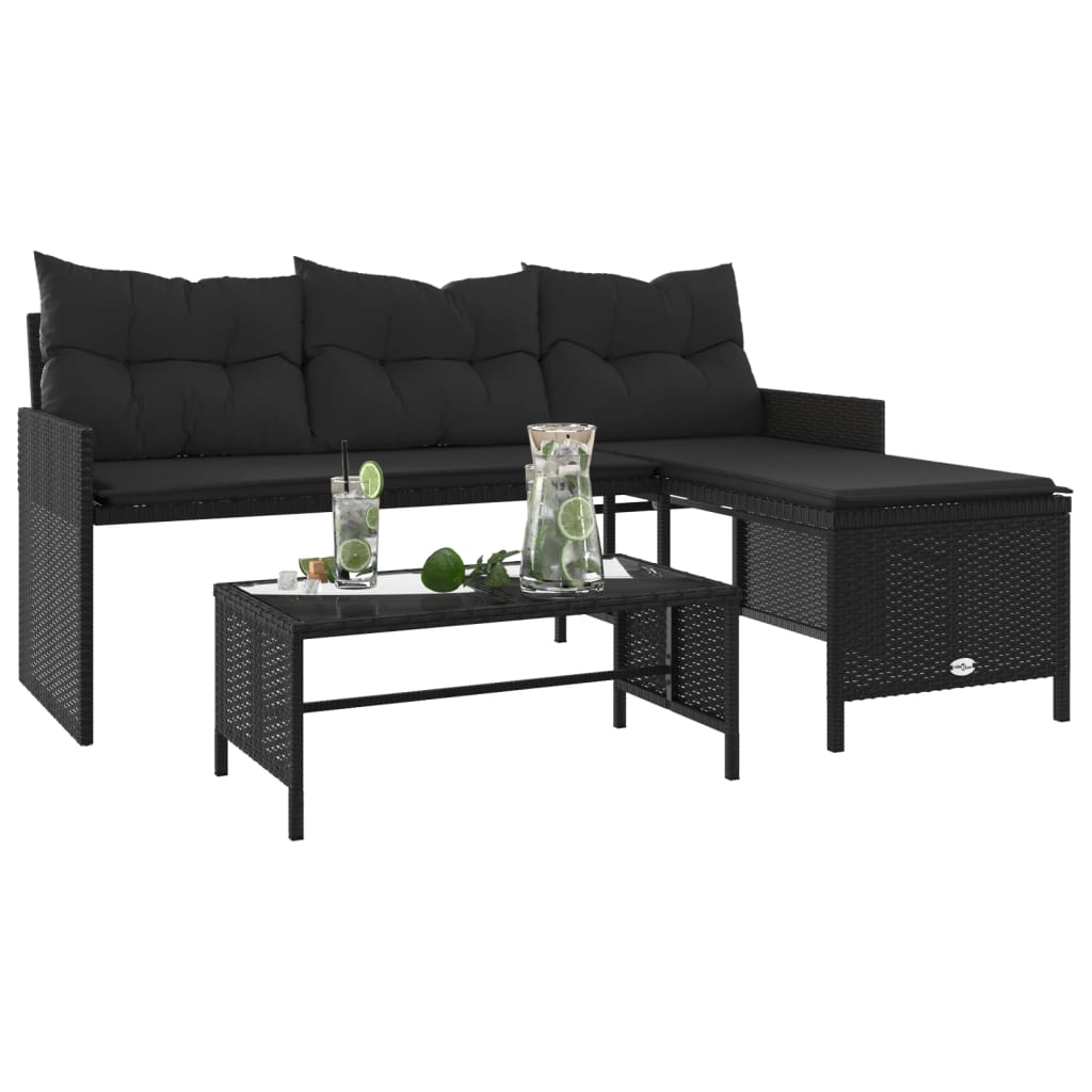 Garden Sofa With Table And Cushions L-Shaped Poly Rattan