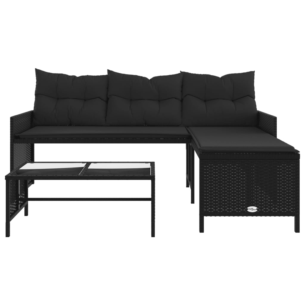 Garden Sofa With Table And Cushions L-Shaped Poly Rattan