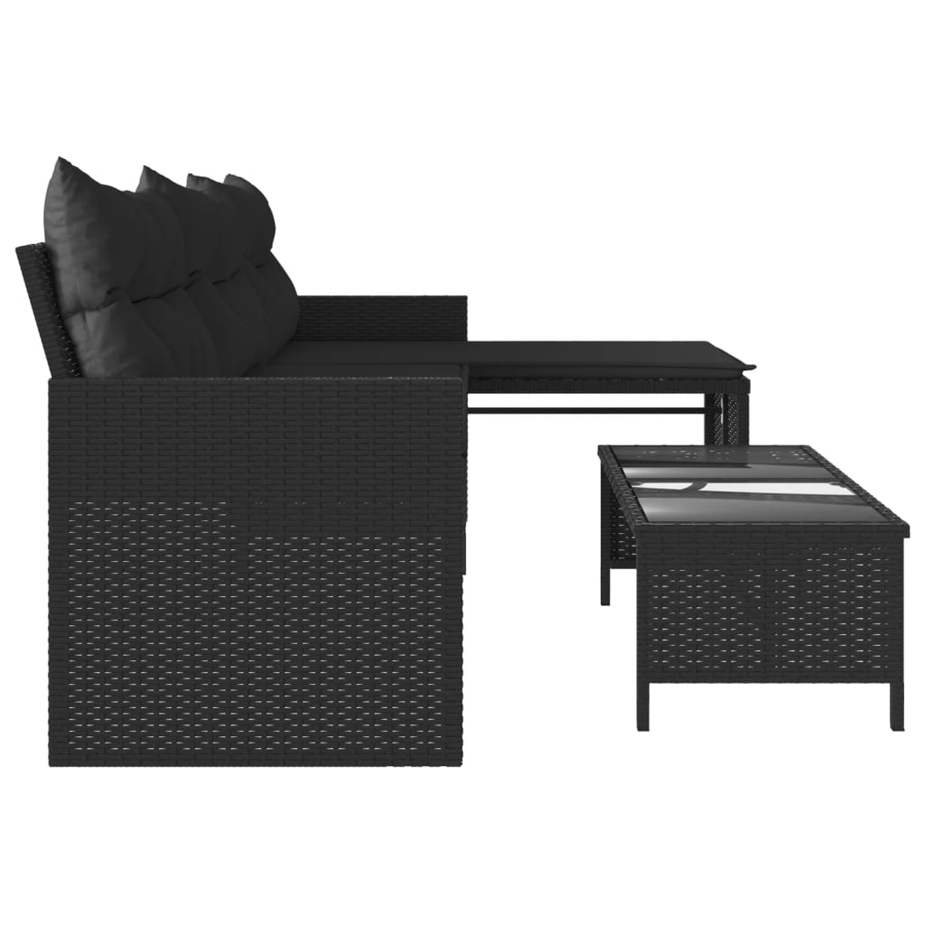 Garden Sofa With Table And Cushions L-Shaped Poly Rattan