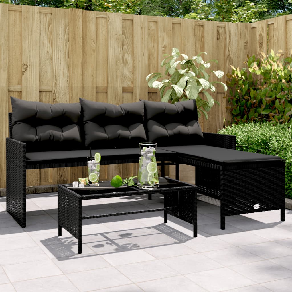 Garden Sofa With Table And Cushions L-Shaped Poly Rattan