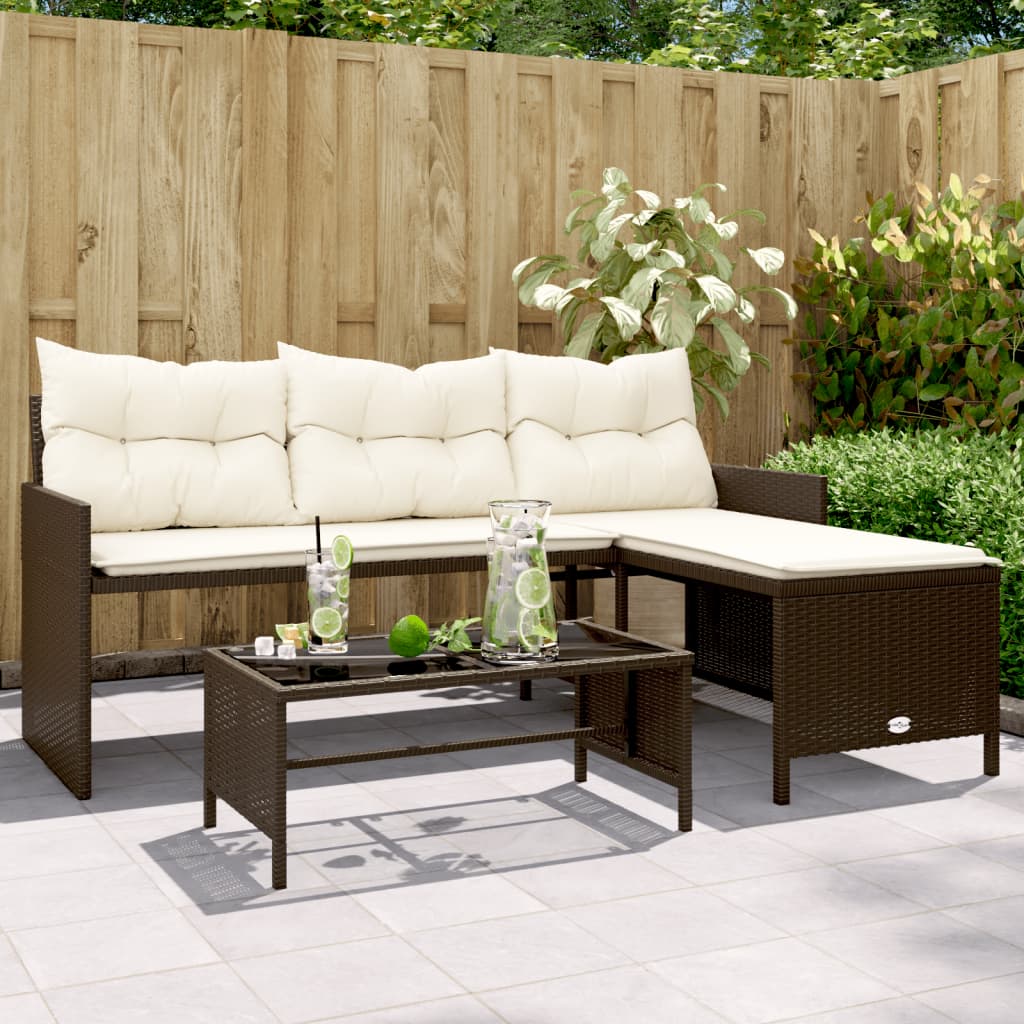 Garden Sofa With Table And Cushions L-Shaped Poly Rattan
