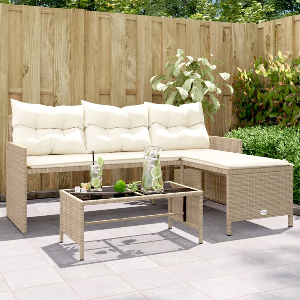 Garden Sofa With Table And Cushions L-Shaped Poly Rattan