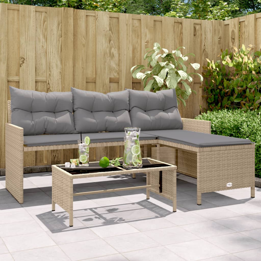 Garden Sofa With Table And Cushions L-Shaped Poly Rattan