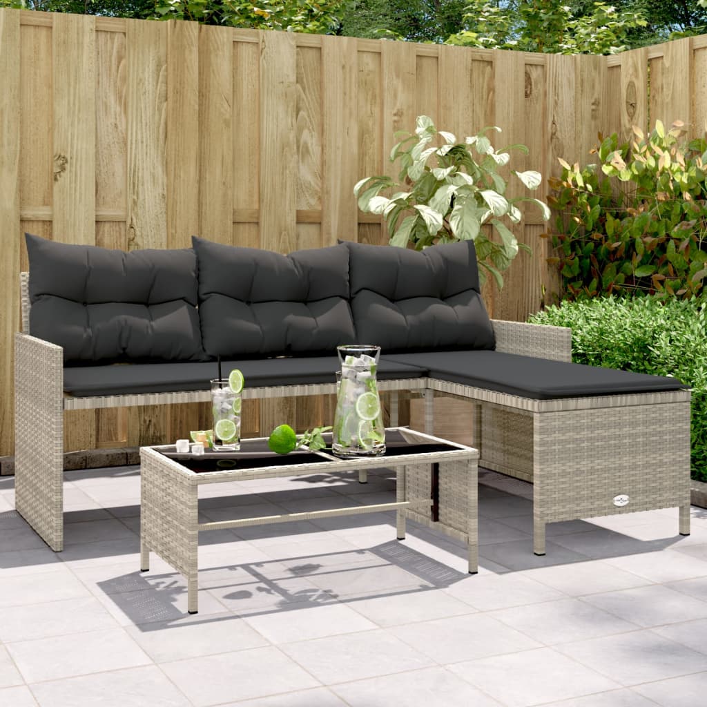Garden Sofa With Table And Cushions L-Shaped Poly Rattan
