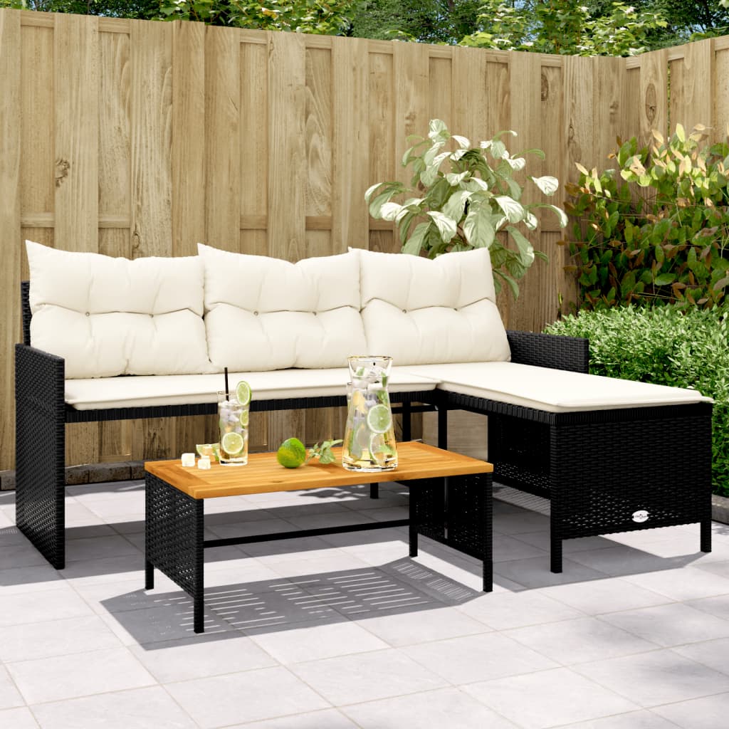 Garden Sofa With Table And Cushions L-Shaped Poly Rattan