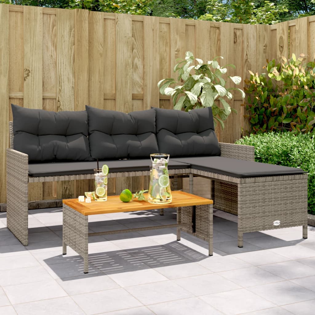Garden Sofa With Table And Cushions L-Shaped Poly Rattan