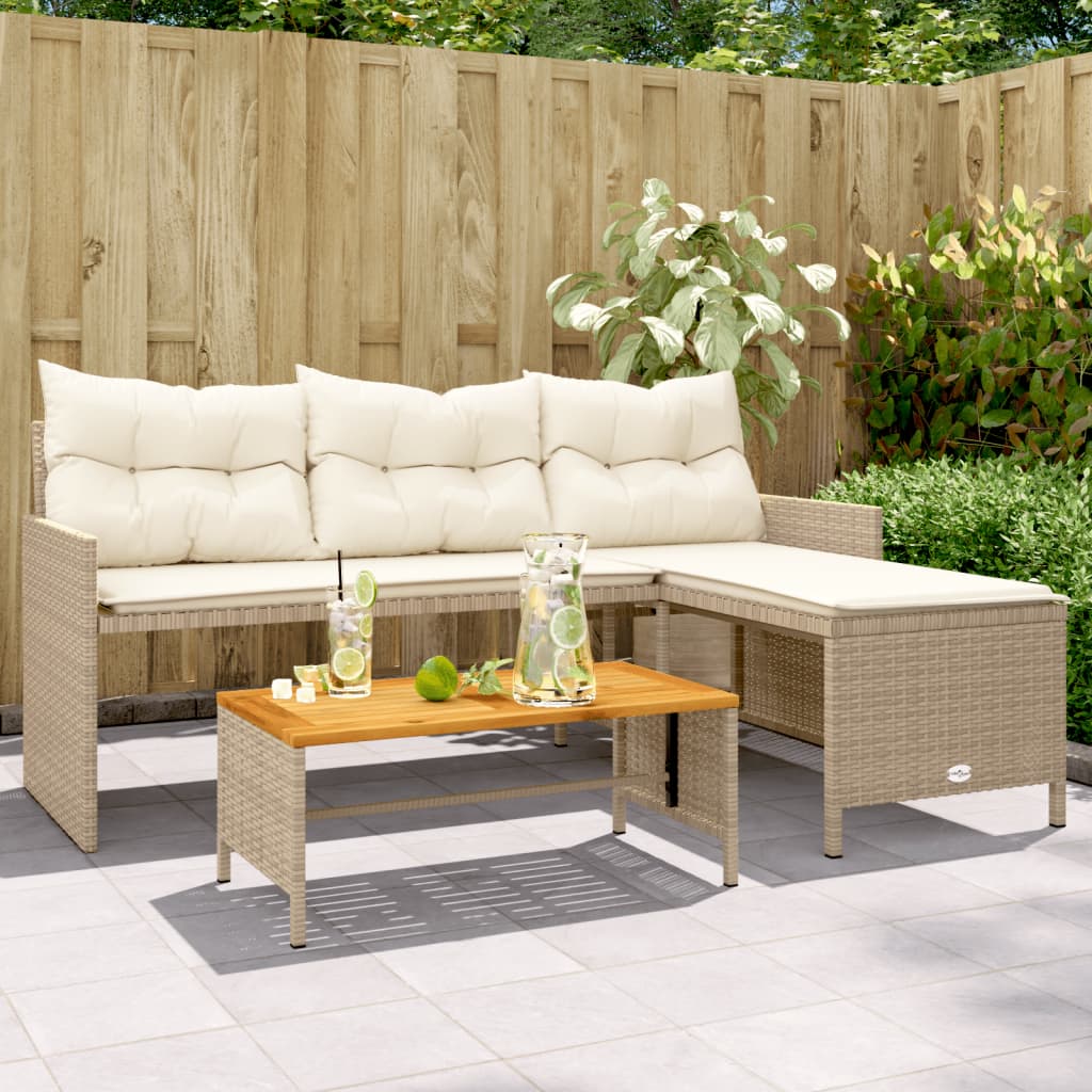 Garden Sofa With Table And Cushions L-Shaped Poly Rattan