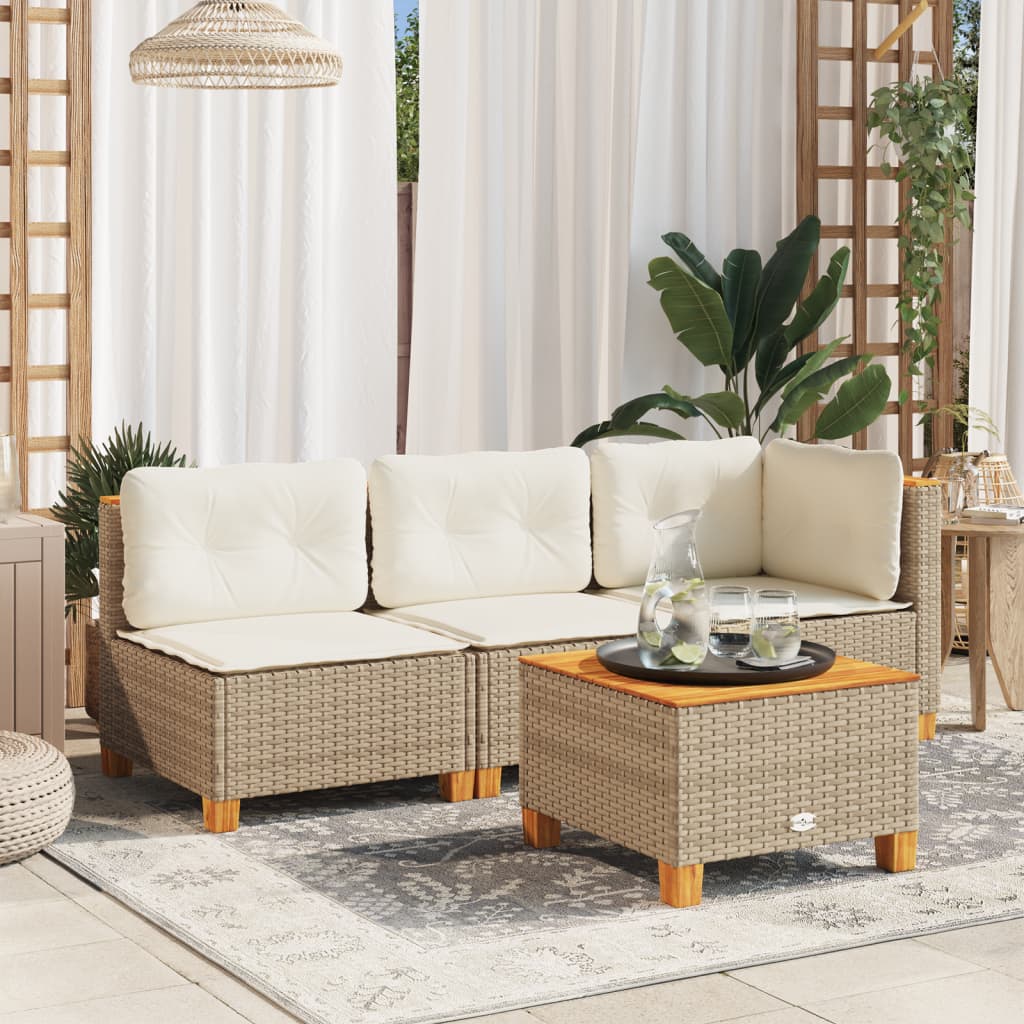 Garden Table 55X55X36 Cm Poly Rattan Acacia Wood