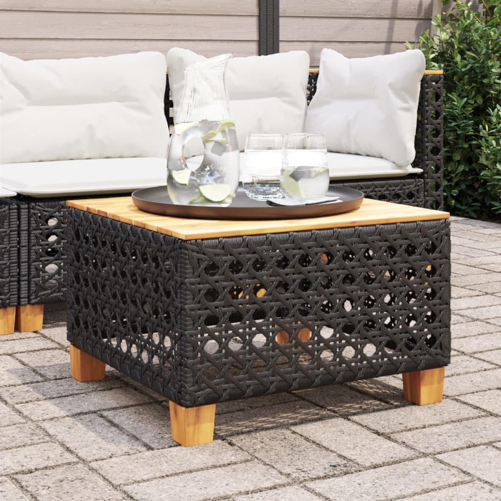 Garden Table 55X55X36 Cm Poly Rattan Acacia Wood