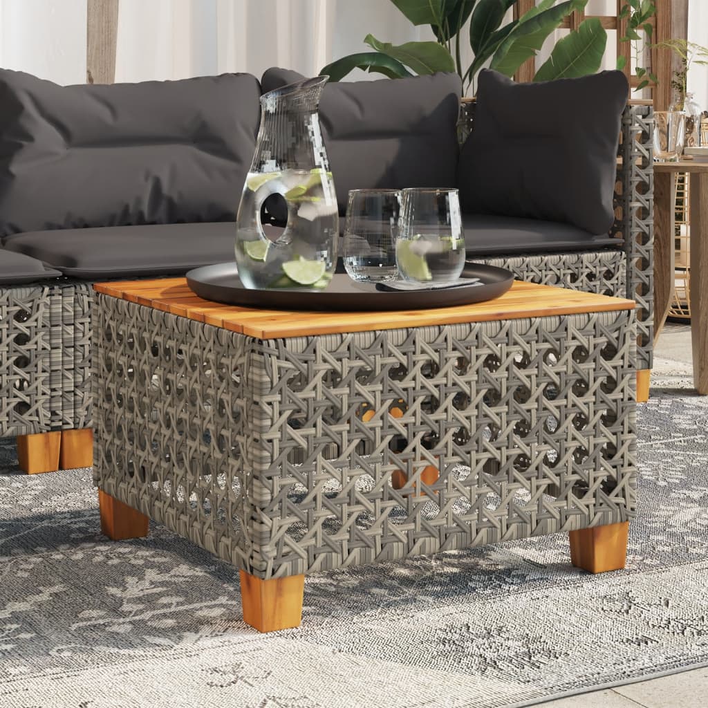 Garden Table 55X55X36 Cm Poly Rattan Acacia Wood