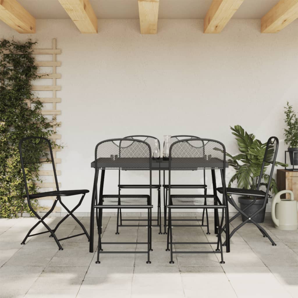 3 Piece Garden Dining Set Anthracite Metal Mesh
