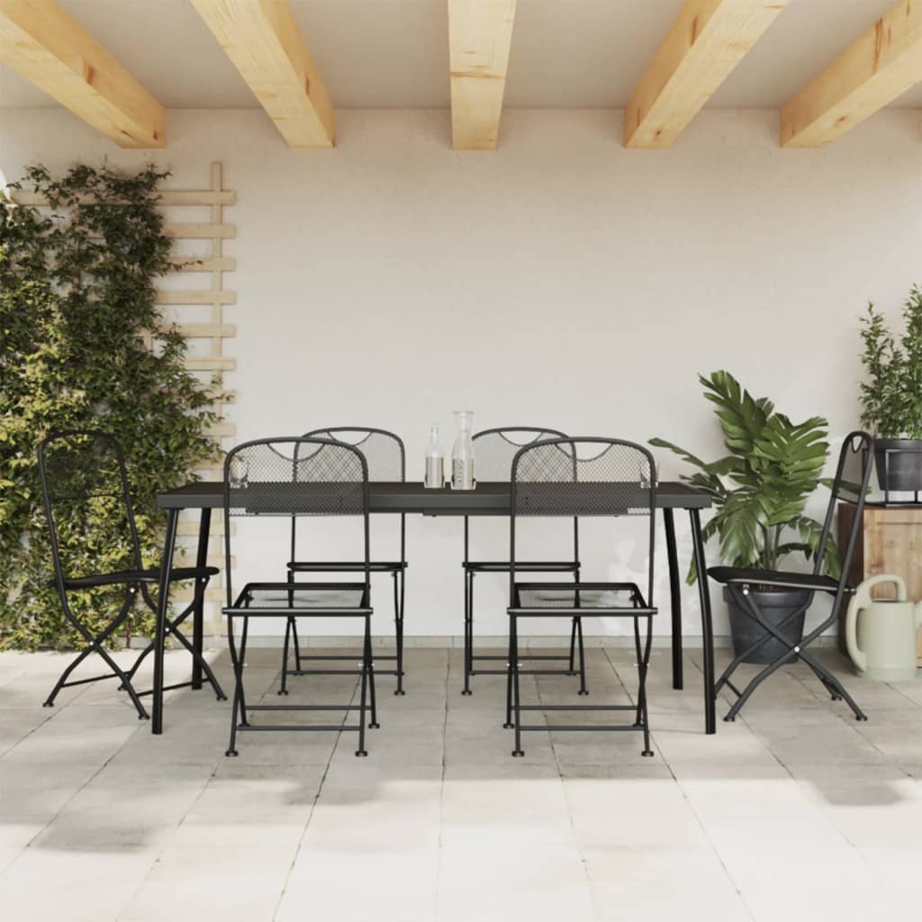 3 Piece Garden Dining Set Anthracite Metal Mesh