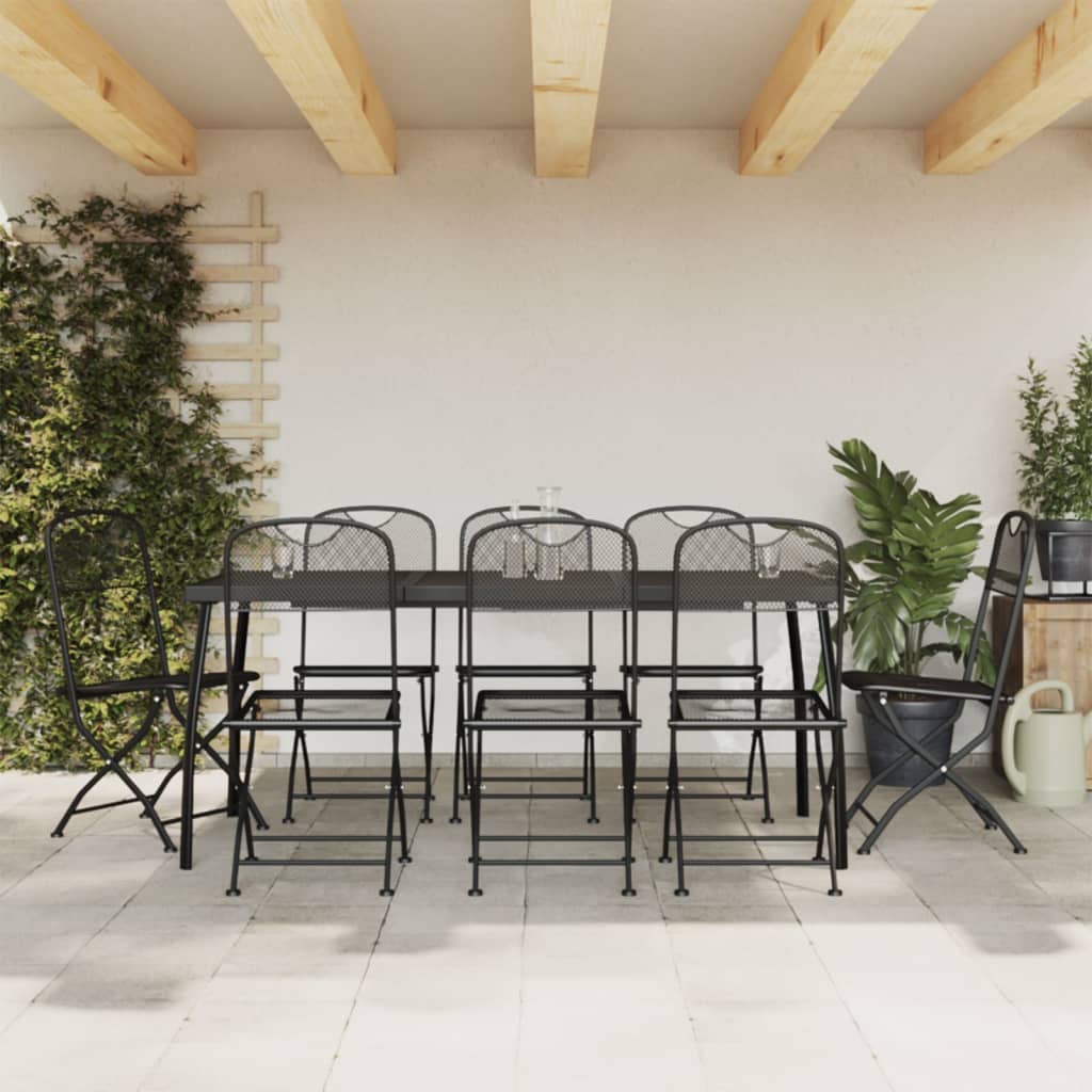 3 Piece Garden Dining Set Anthracite Metal Mesh