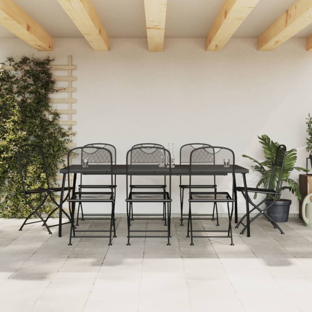 3 Piece Garden Dining Set Anthracite Metal Mesh
