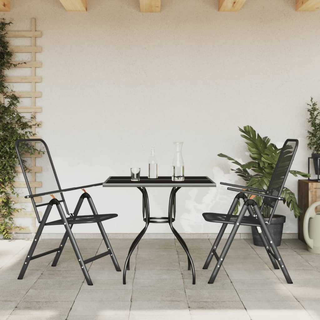 7 Piece Garden Dining Set Anthracite Metal Mesh