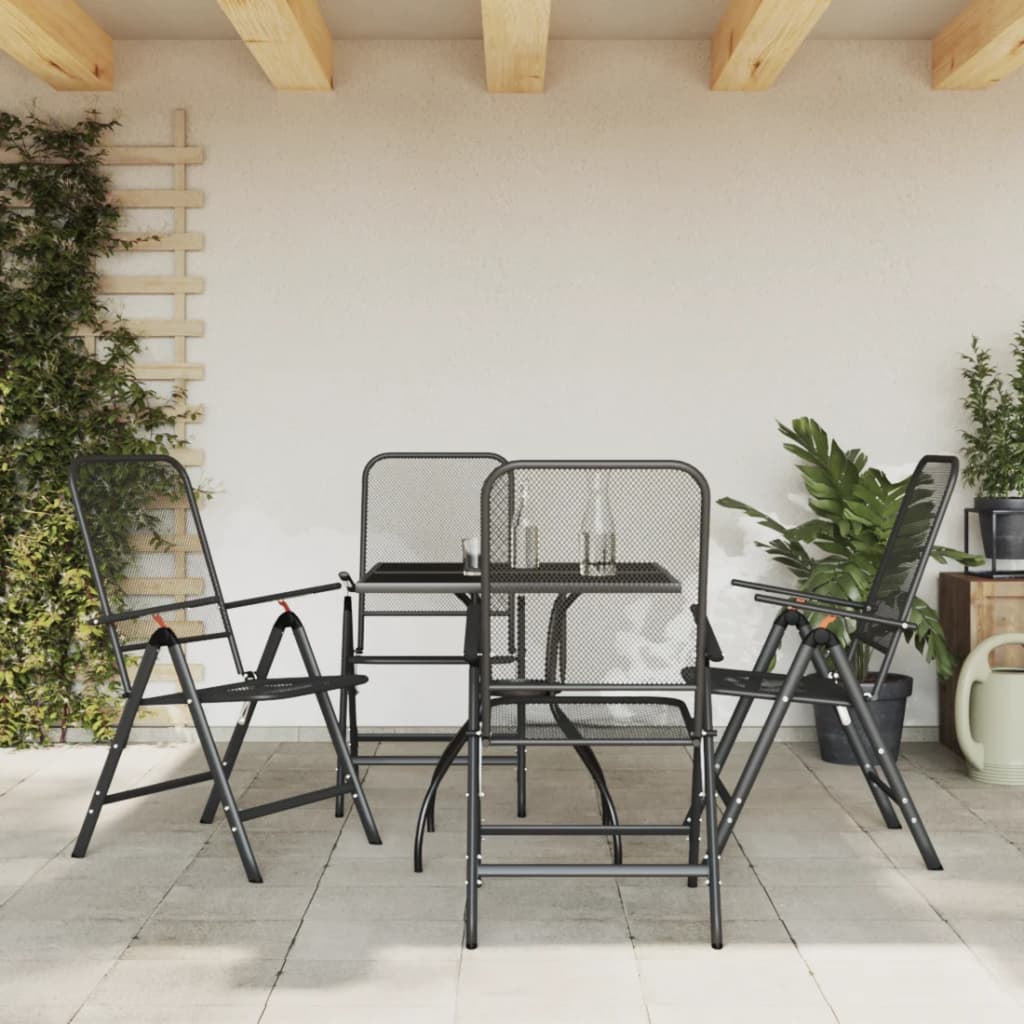 7 Piece Garden Dining Set Anthracite Metal Mesh