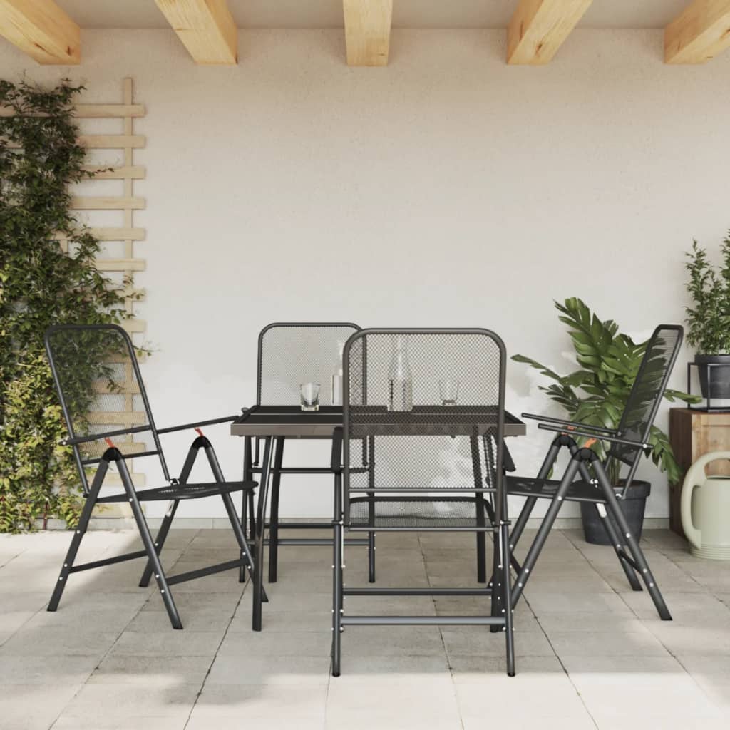 7 Piece Garden Dining Set Anthracite Metal Mesh