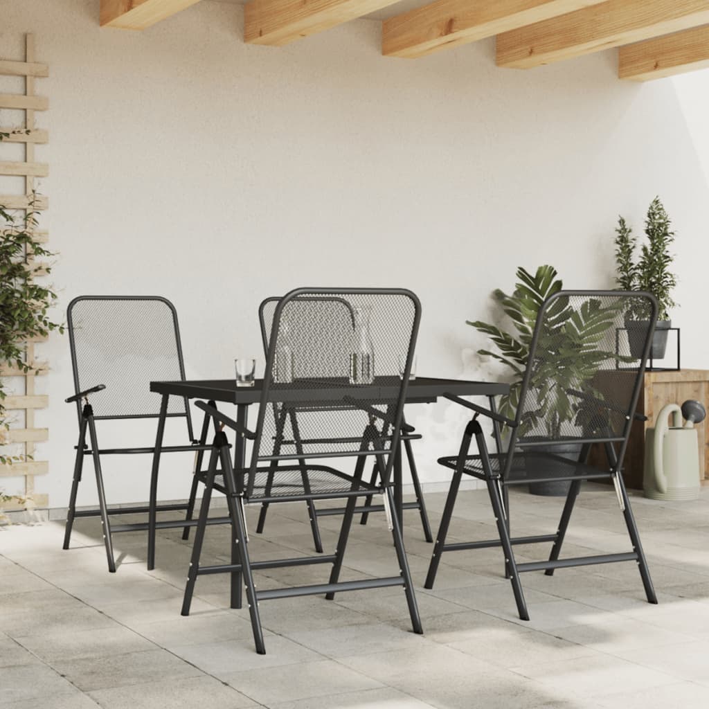 7 Piece Garden Dining Set Anthracite Metal Mesh