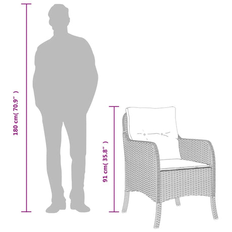 7 Piece Garden Dining Set With Cushions Brown Poly Rattan