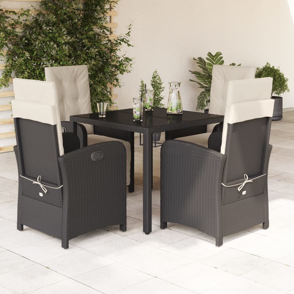 5 Piece Garden Dining Set With Cushions Poly Rattan