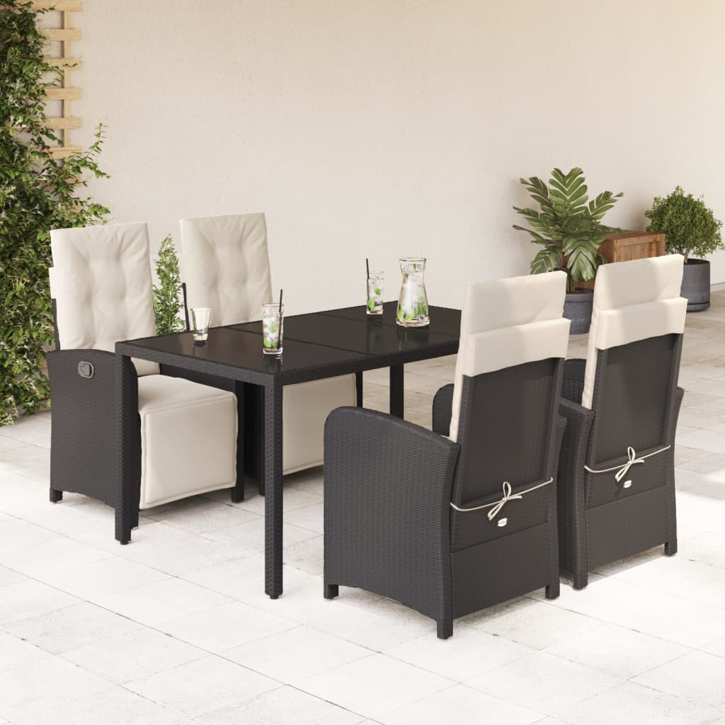 5 Piece Garden Dining Set With Cushions Poly Rattan