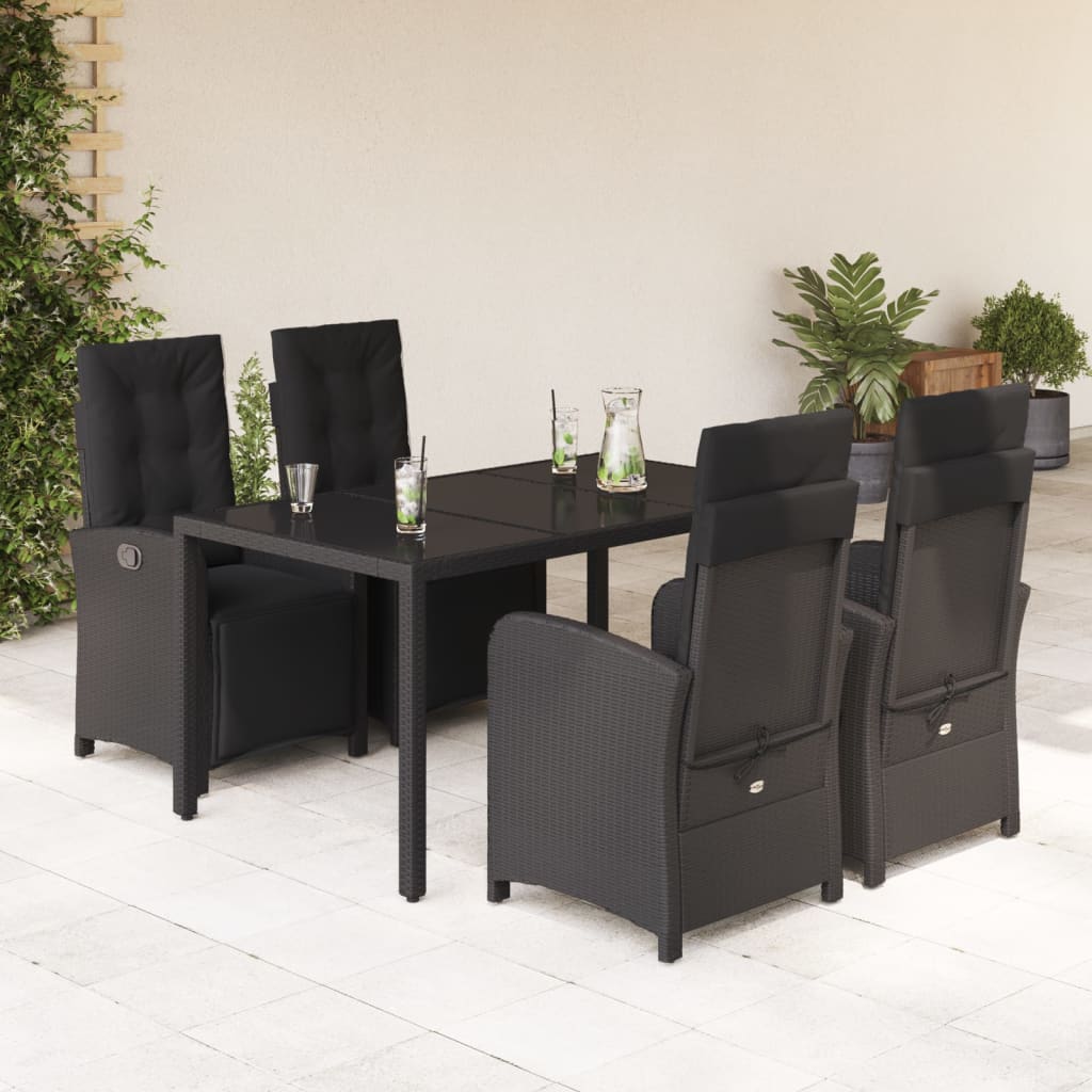 5 Piece Garden Dining Set With Cushions Poly Rattan
