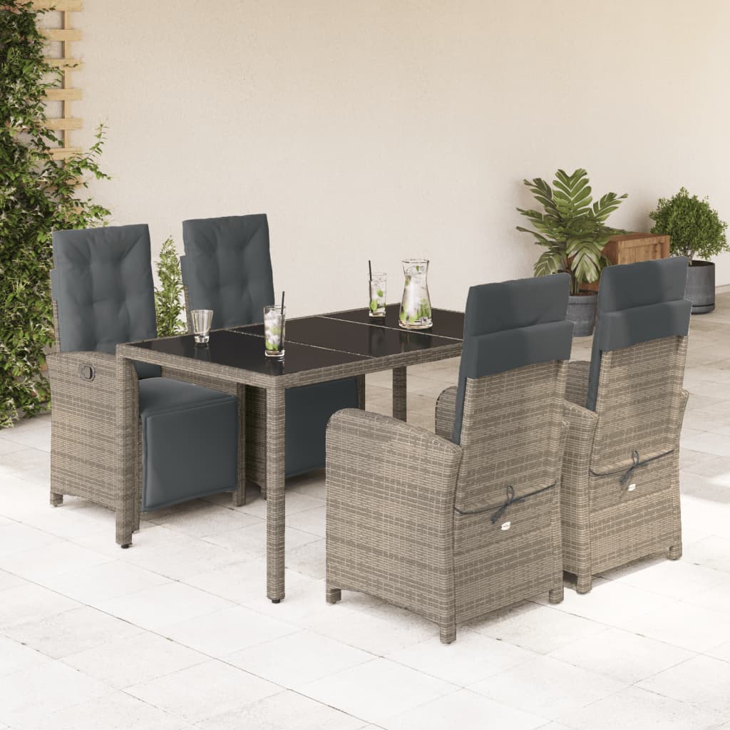 5 Piece Garden Dining Set With Cushions Poly Rattan