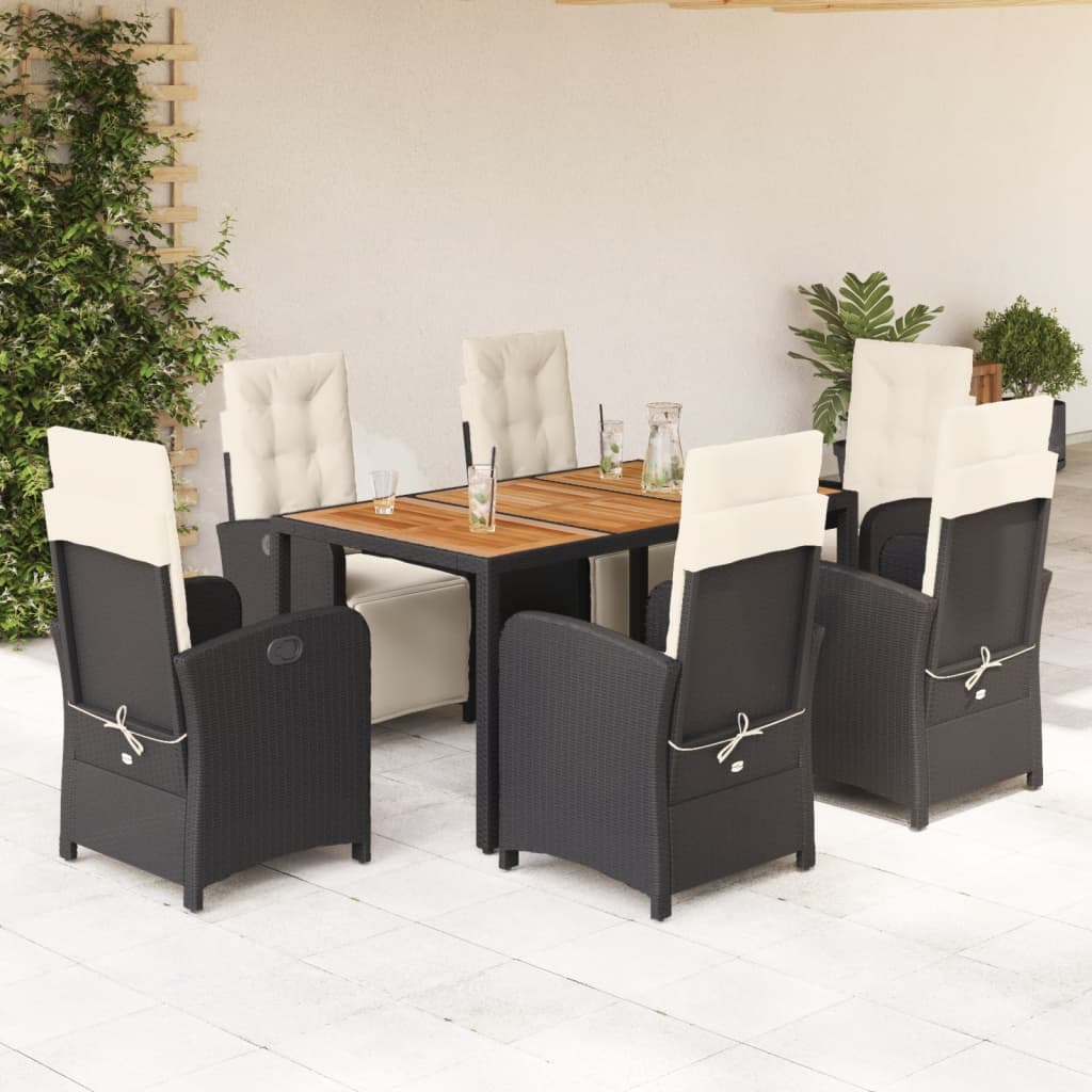 7 Piece Garden Dining Set With Cushions Poly Rattan