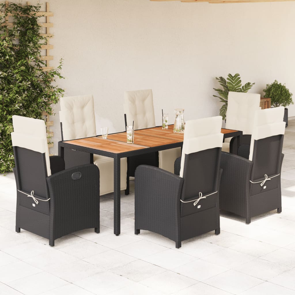 7 Piece Garden Dining Set With Cushions Poly Rattan