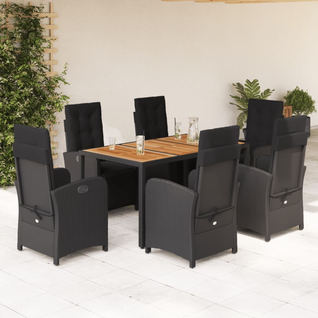 7 Piece Garden Dining Set With Cushions Poly Rattan