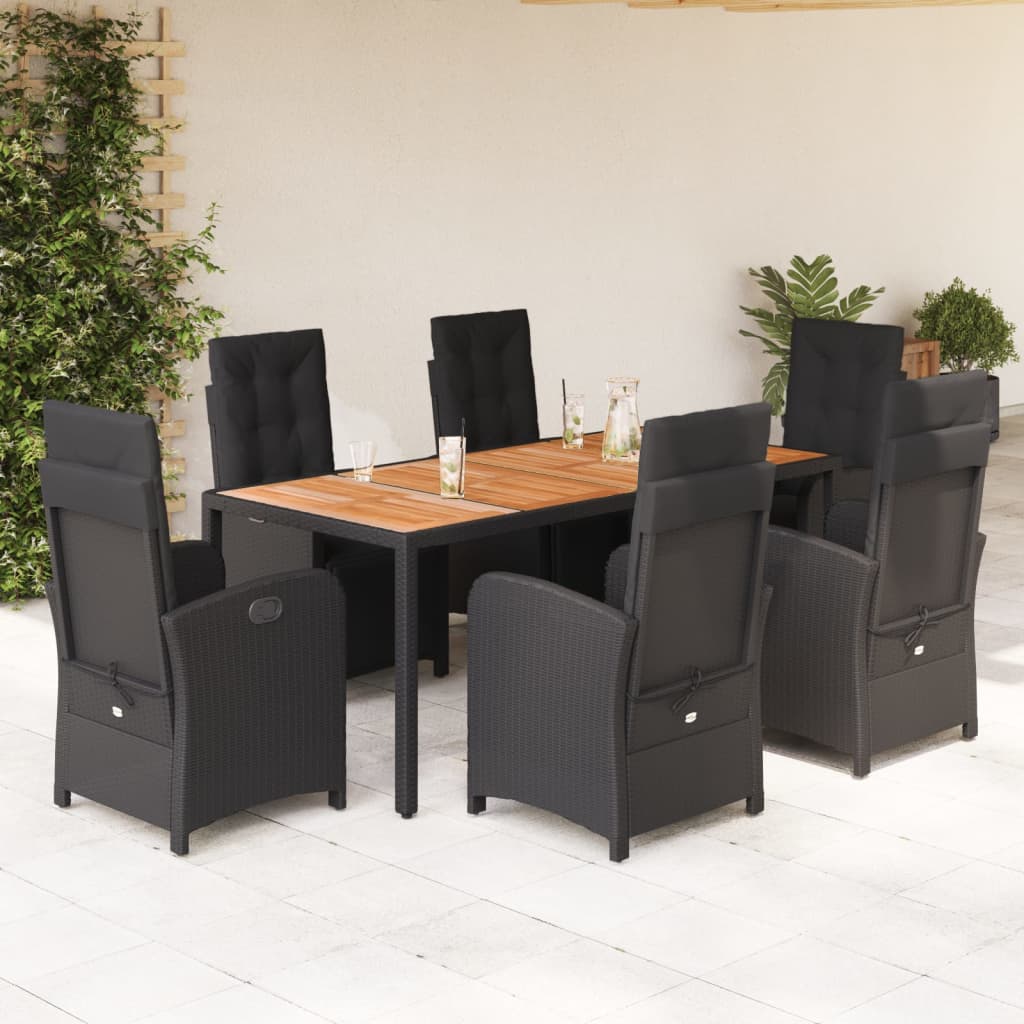 7 Piece Garden Dining Set With Cushions Poly Rattan