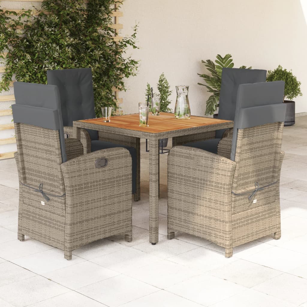 7 Piece Garden Dining Set With Cushions Poly Rattan