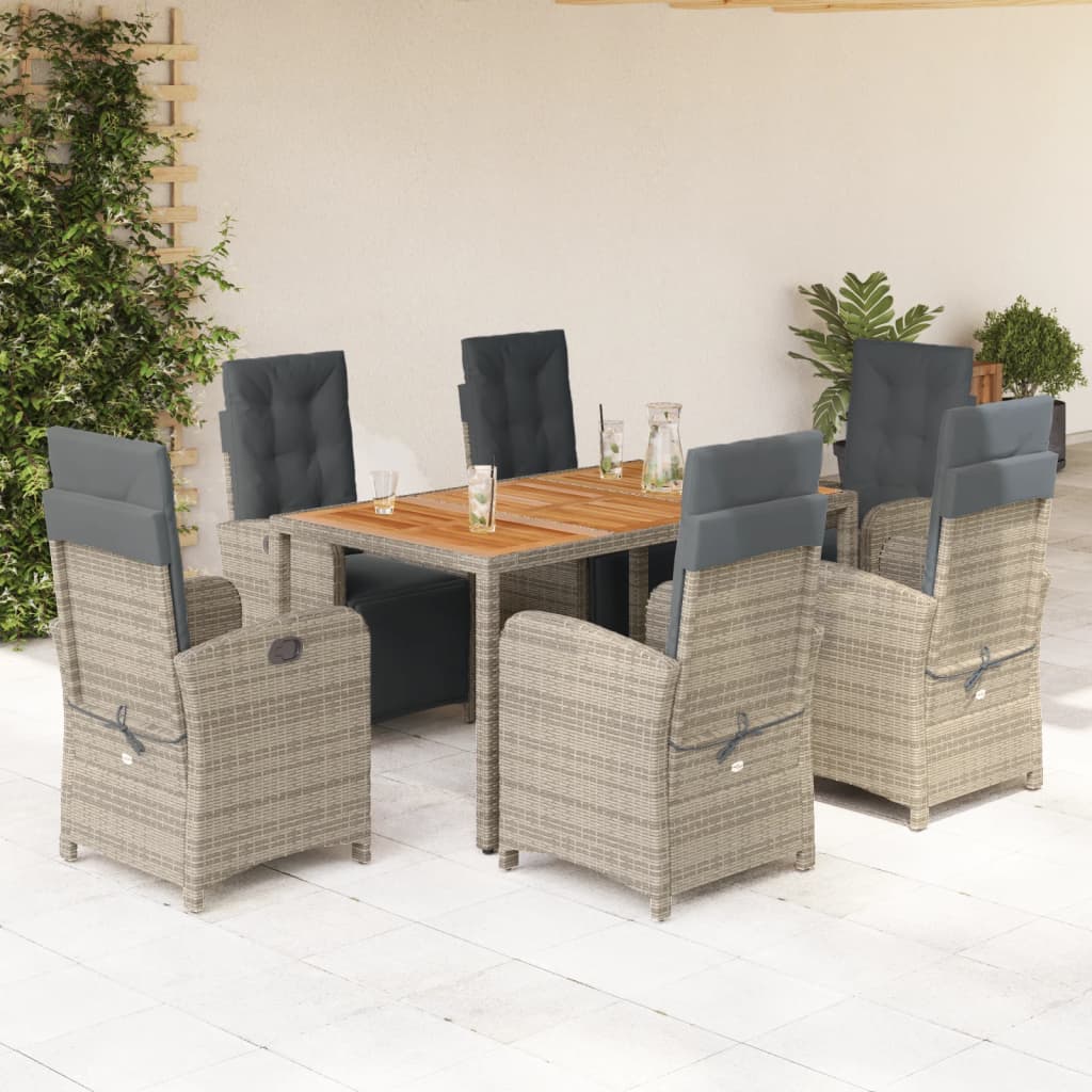 7 Piece Garden Dining Set With Cushions Poly Rattan