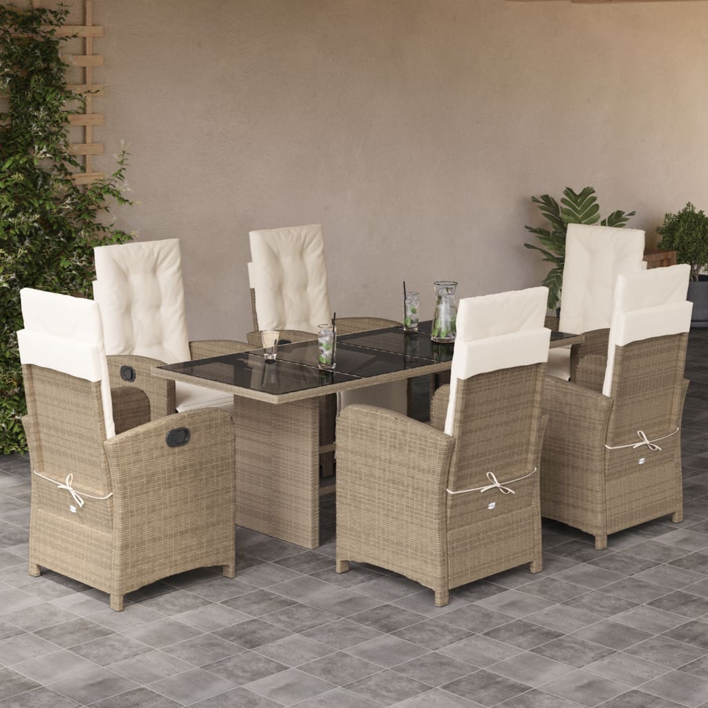 9 Piece Garden Dining Set With Cushions Poly Rattan