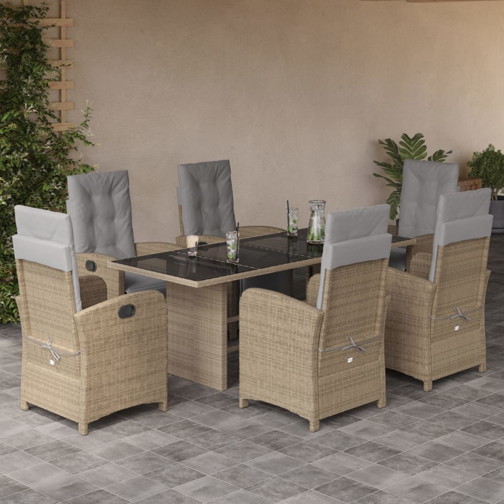 9 Piece Garden Dining Set With Cushions Poly Rattan