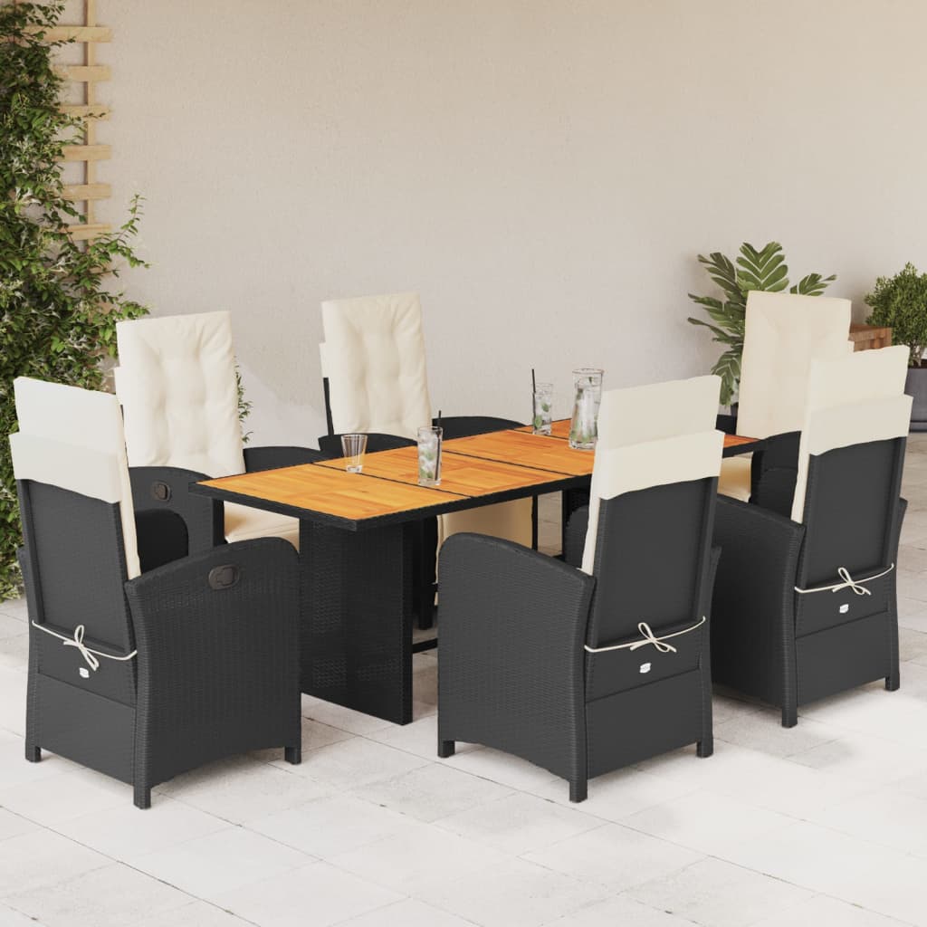 9 Piece Garden Dining Set With Cushions Poly Rattan
