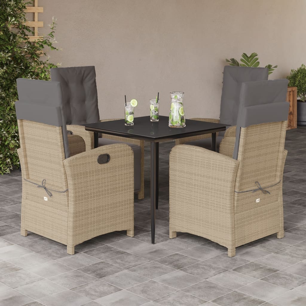 3 Piece Bistro Set With Cushions Beige Poly Rattan
