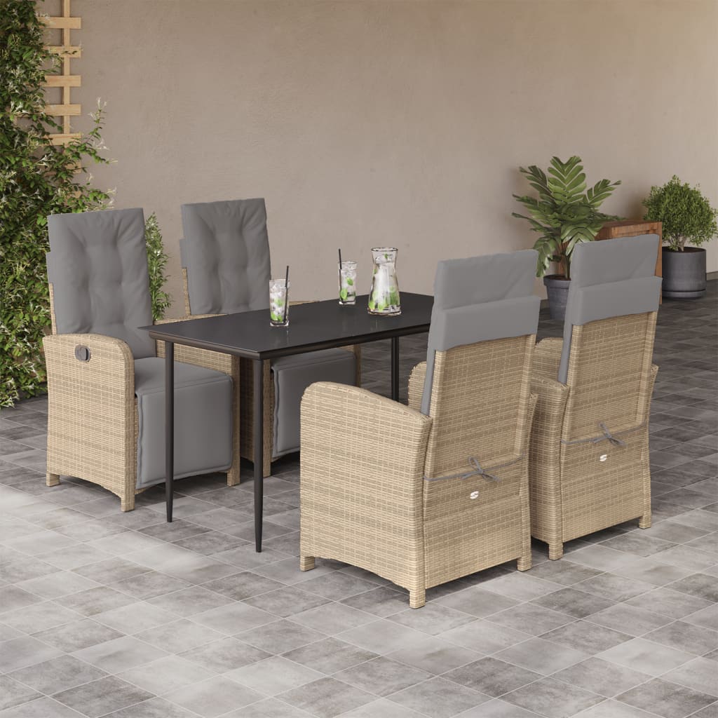 3 Piece Bistro Set With Cushions Beige Poly Rattan