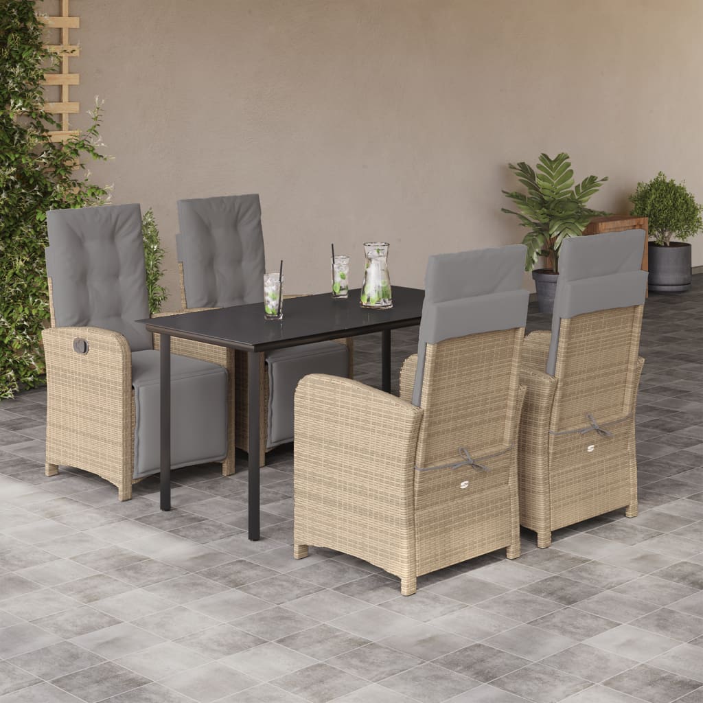 3 Piece Bistro Set With Cushions Beige Poly Rattan