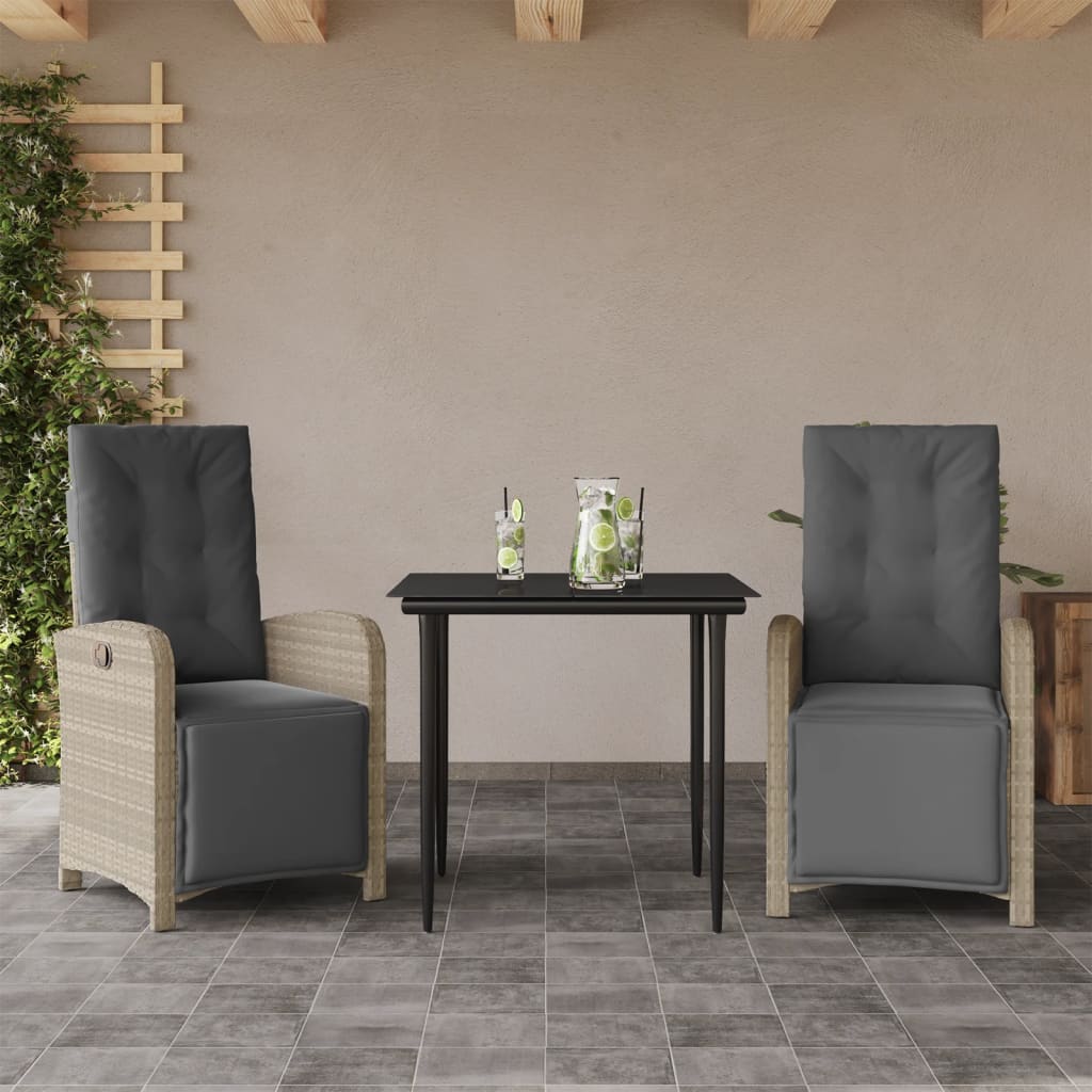 5 Piece Garden Dining Set With Cushions Light Grey Poly Rattan
