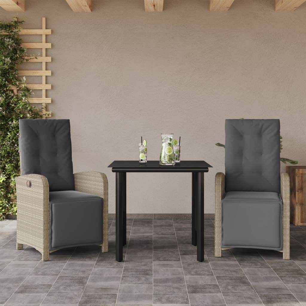 5 Piece Garden Dining Set With Cushions Light Grey Poly Rattan