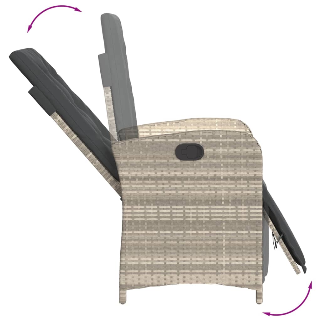 5 Piece Garden Dining Set With Cushions Light Grey Poly Rattan