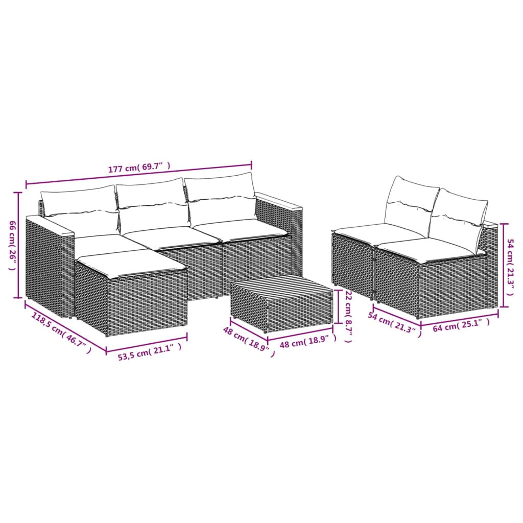 5 Piece Garden Sofa Set With Cushions Poly Rattan Acacia