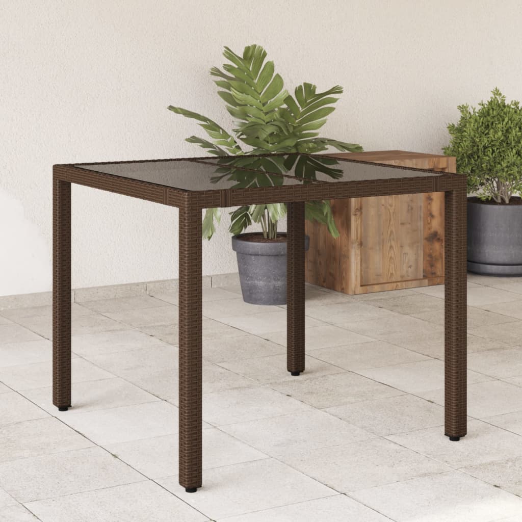 Garden Table With Wooden Top Poly Rattan&Solid Wood Acacia