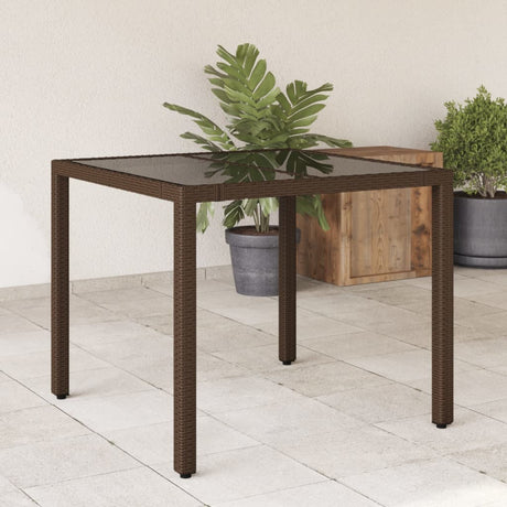 Garden Table With Wooden Top Poly Rattan&Solid Wood Acacia