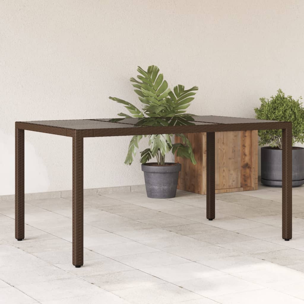 Garden Table With Wooden Top Poly Rattan&Solid Wood Acacia