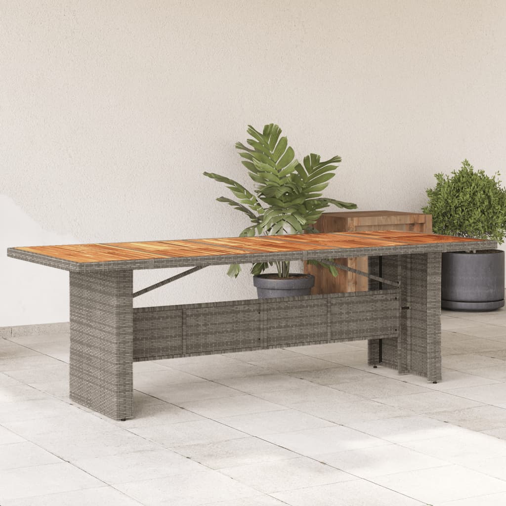 Garden Table With Wooden Top Poly Rattan&Solid Wood Acacia