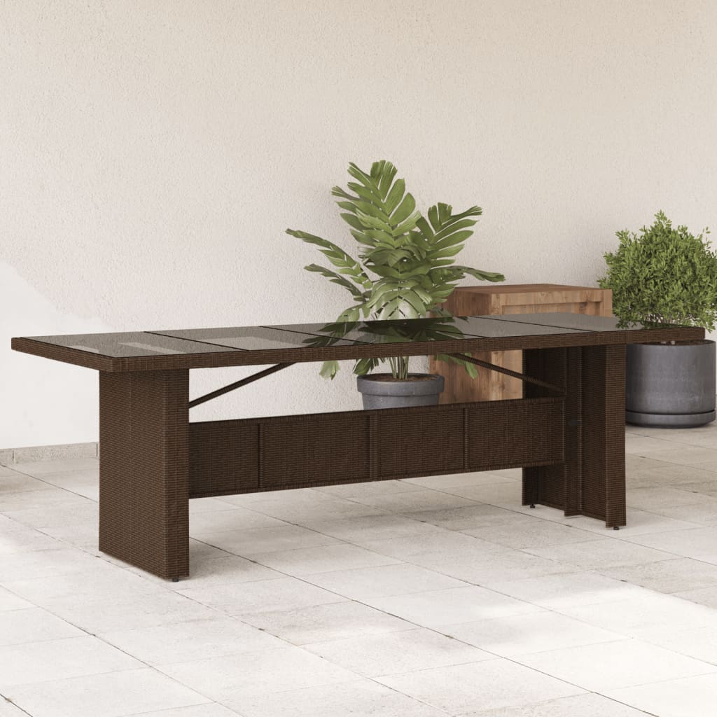 Garden Table With Wooden Top Poly Rattan&Solid Wood Acacia