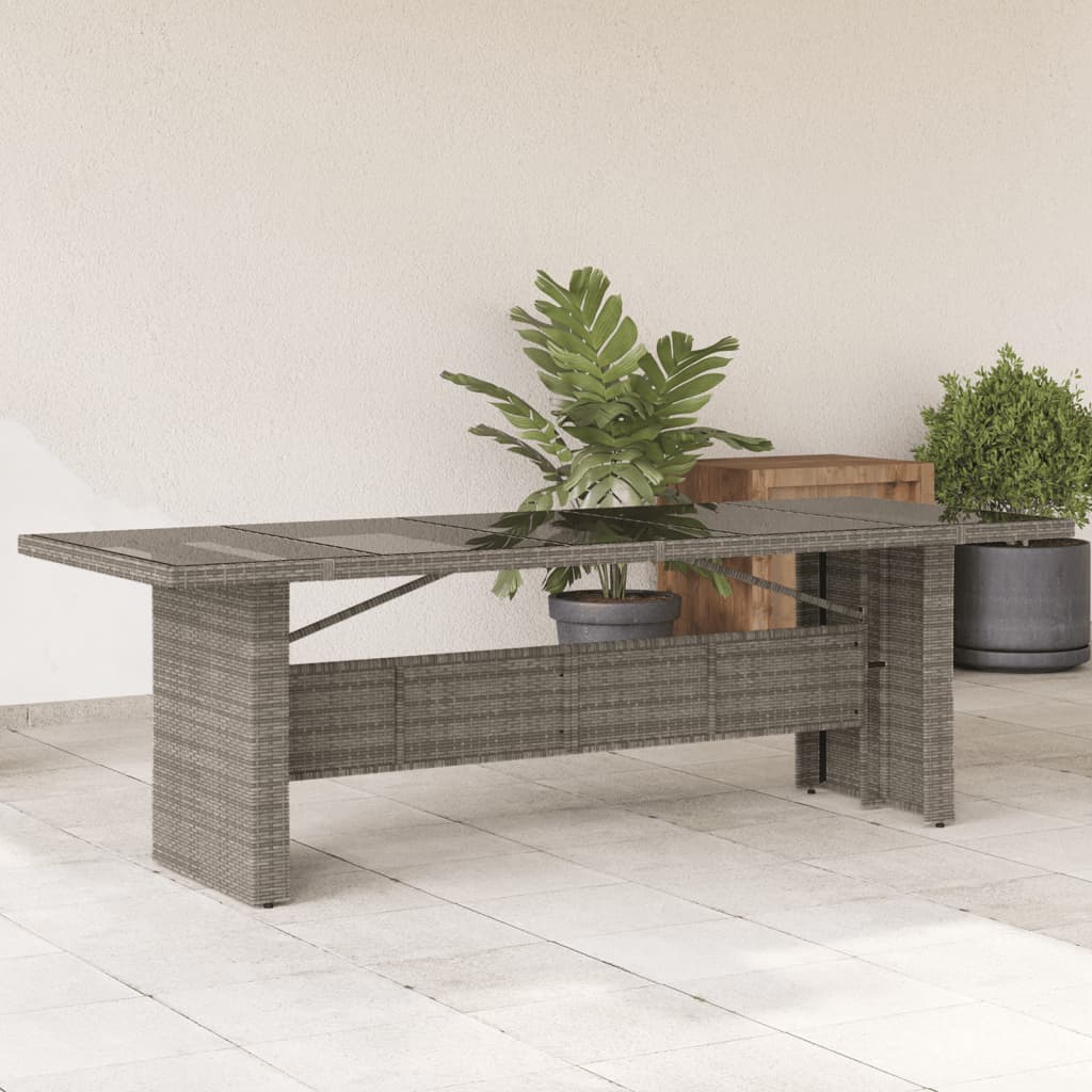 Garden Table With Wooden Top Poly Rattan&Solid Wood Acacia