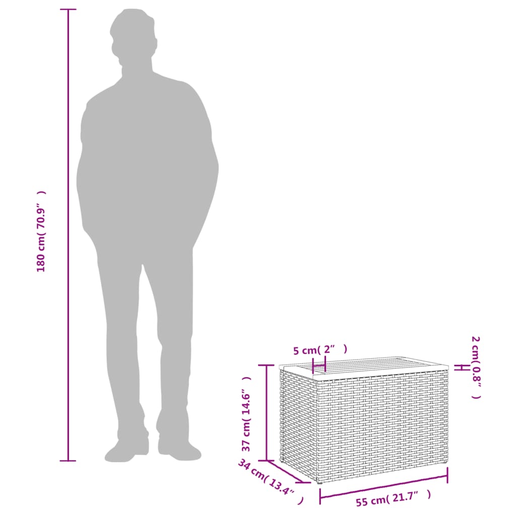 Garden Side Tables 2Pcs 55X34X37Cm Poly Rattan Solid Wood